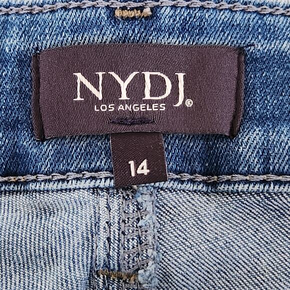 NYDJ Dayla Blue Light Wash High-Rise Wide Cuff Capri Denim Jeans Women's Size 14 - Picture 3 of 15